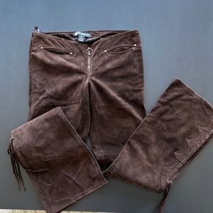 J Lo Suede leather pants - this might even be vintage at this point?!